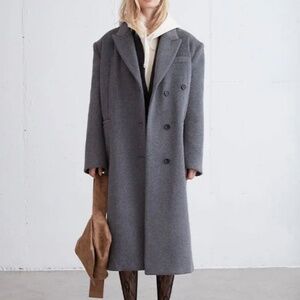 Oak + Fort Oversized Wool Blend Coat Medium Grey